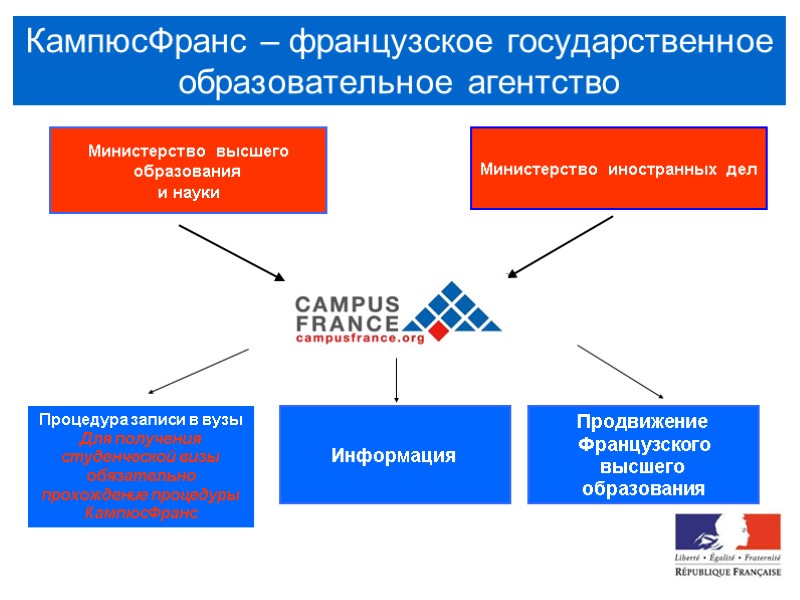 Министерство высшего  образования  и науки Министерство иностранных дел Информация  Продвижение 